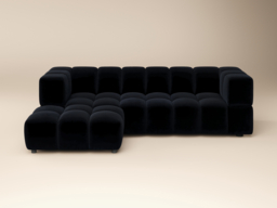 "SOLACE+CO Jenson 4 Seater Cloud Bubble Sofa with Footstool Black " - thumbnail 3