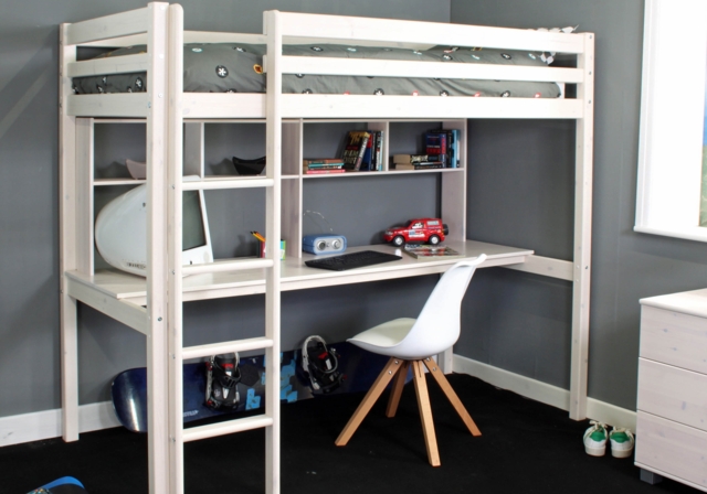 Thuka Hit 10 Single High Sleeper Loft Bed with Desk White - image 1