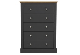 LPD Devon Charcoal & Oak 5 Drawer Chest - thumbnail 3