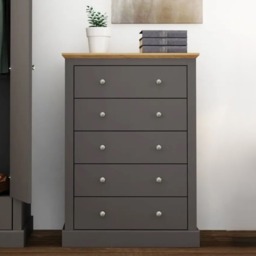 LPD Devon Charcoal & Oak 5 Drawer Chest