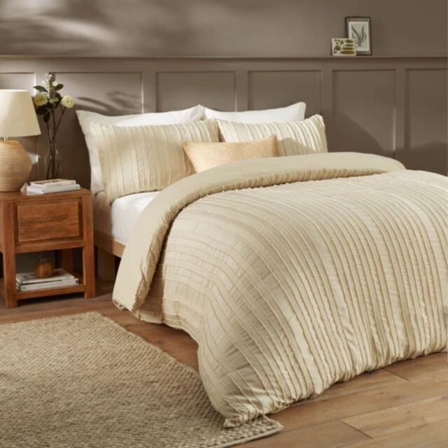 Duvet Day Harrison Stripe Soft Tufted Duvet Cover Set-Kingsize-Linen - image 1