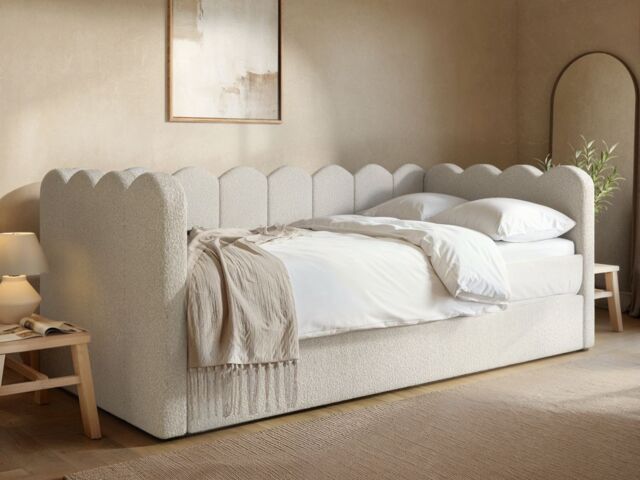 Flair Esme Cloud Day Bed with Trundle Beige Boucle - image 1
