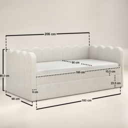 Flair Esme Cloud Day Bed with Trundle Beige Boucle - thumbnail 6
