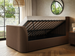 Flair Fallon TV Side Lift Ottoman Bed Brown Chenille Kingsize - thumbnail 3