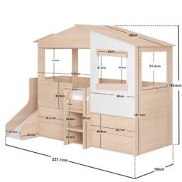 Flair Dreamland House Mid Sleeper with Slide & Storage White and Oak - thumbnail 7