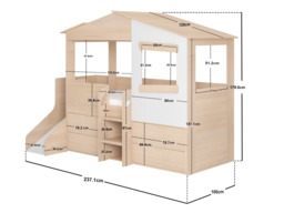 Flair Dreamland House Mid Sleeper with Slide & Storage White and Oak - thumbnail 7