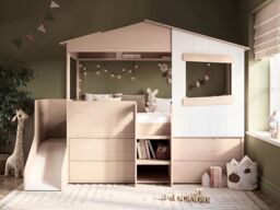 Flair Dreamland House Mid Sleeper with Slide & Storage White and Oak - thumbnail 2
