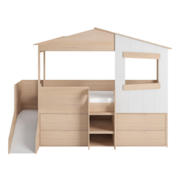 Flair Dreamland House Mid Sleeper with Slide & Storage White and Oak - thumbnail 5