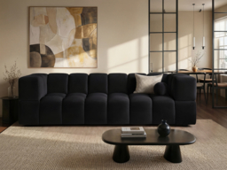 SOLACE+CO Jenson 4 Seater Cloud Bubble Sofa Black Velvet - thumbnail 2