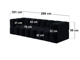 SOLACE+CO Jenson 4 Seater Cloud Bubble Sofa Black Velvet - thumbnail 5