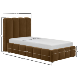 SOLACE+CO Emilie Single Ribbed Ottoman Bed Brown Velvet - thumbnail 7