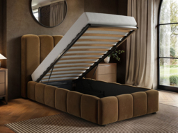 SOLACE+CO Emilie Single Ribbed Ottoman Bed Brown Velvet - thumbnail 3