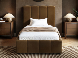 SOLACE+CO Emilie Single Ribbed Ottoman Bed Brown Velvet - thumbnail 2