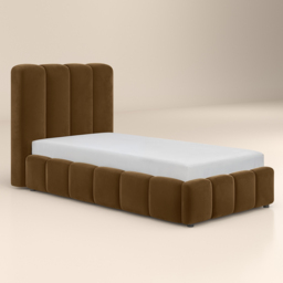 SOLACE+CO Emilie Single Ribbed Ottoman Bed Brown Velvet - thumbnail 5