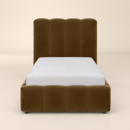 SOLACE+CO Emilie Single Ribbed Ottoman Bed Brown Velvet - thumbnail 6