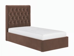 Flair Milan Single Velvet Ottoman Bed-Brown - thumbnail 4