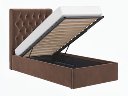 Flair Milan Single Velvet Ottoman Bed-Brown - thumbnail 5