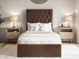 Flair Milan Single Velvet Ottoman Bed-Brown - thumbnail 3