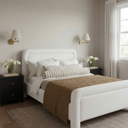 LPD Leonnie Upholstered Bed Kingsize White - thumbnail 1