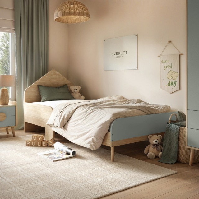 Flair Noah Single Bed Sage Green & Oak - image 1