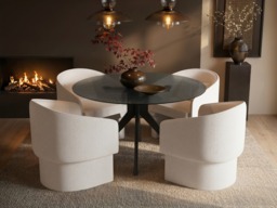 SOLACE+CO Emil Round Dining Table with Lowen Chairs Set of 4 - thumbnail 2