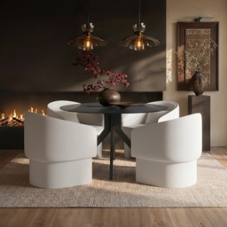 SOLACE+CO Emil Round Dining Table with Lowen Chairs Set of 4 - thumbnail 1