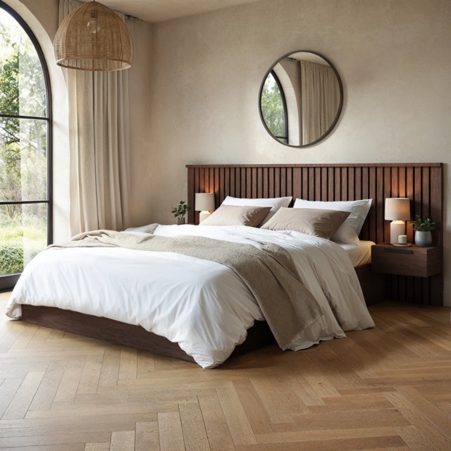 SOLACE+CO Taylor Double Hotel Ottoman Bed with Side Tables Walnut - image 1