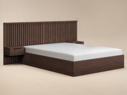 SOLACE+CO Taylor Double Hotel Ottoman Bed with Side Tables Walnut - thumbnail 4