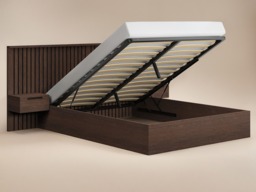 SOLACE+CO Taylor Double Hotel Ottoman Bed with Side Tables Walnut - thumbnail 5