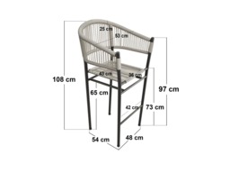 SOLACE+CO Hana Round Table & Set of 2 Lita Chairs Garden Bar Set Dark Brown - thumbnail 7