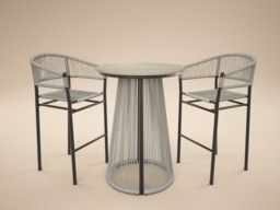 SOLACE+CO Hana Round Table & Set of 2 Lita Chairs Garden Bar Set Dark Brown - thumbnail 2