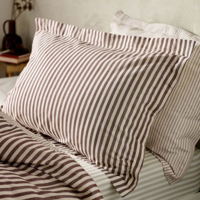 Yard Hebden Stripe Pillowcase Pair 100% Cotton Beetroot - image 1