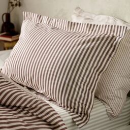 Yard Hebden Stripe Pillowcase Pair 100% Cotton Beetroot - thumbnail 1