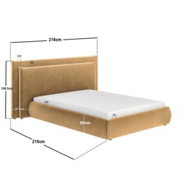 SOLACE+CO Sigrid Sand Velvet Cushion Headboard Ottoman Bed Double - thumbnail 7