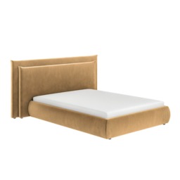 SOLACE+CO Sigrid Sand Velvet Cushion Headboard Ottoman Bed Double - thumbnail 5