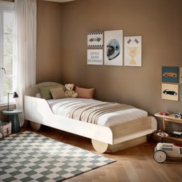 Flair Oliver Car Wooden Bed White & Oak - thumbnail 1