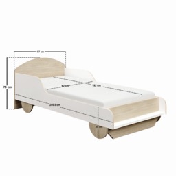 Flair Oliver Car Wooden Bed White & Oak - thumbnail 5