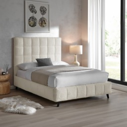 Limelight Starla Boucle Fabric Bed Frame-Ivory-Double - thumbnail 1