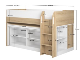 Flair Aiden Kids Cabin Bed with Desk & Storage White & Oak - thumbnail 7