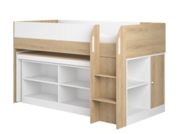 Flair Aiden Kids Cabin Bed with Desk & Storage White & Oak - thumbnail 6