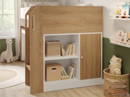 Flair Aiden Kids Cabin Bed with Desk & Storage White & Oak - thumbnail 4