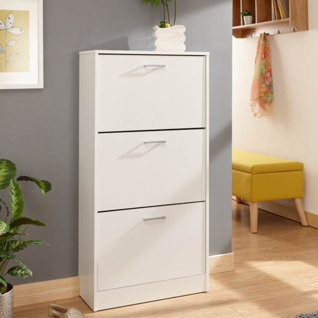 GFW Stirling Three Tier Shoe Storage Cabinet-White - image 1