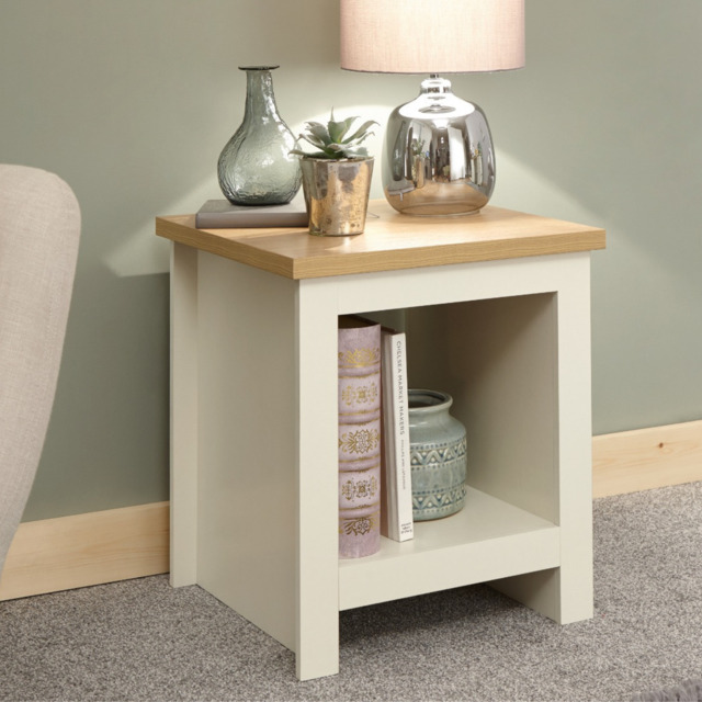 GFW Lancaster Side Table With Storage Shelf - Cream - image 1