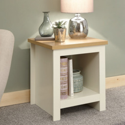 GFW Lancaster Side Table With Storage Shelf - Cream
