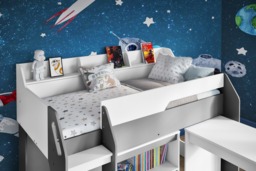 Flair Lulu Storage Mid Sleeper with Desk White & Grey - thumbnail 4