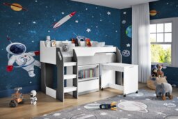 Flair Lulu Storage Mid Sleeper with Desk White & Grey - thumbnail 2
