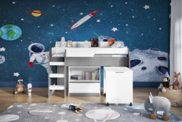 Flair Lulu Storage Mid Sleeper with Desk White & Grey - thumbnail 3