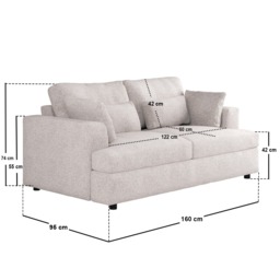 SOLACE+CO Drew 2 Seater Sofa Cream Chenille - thumbnail 5