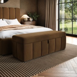 SOLACE+CO Emilie Ottoman Blanket Box Brown Velvet