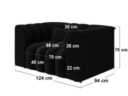 SOLACE+CO Halle Channel Tufted Loveseat Black Velvet - thumbnail 5